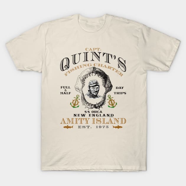Captain Quint's Jaw Skull Lts T-Shirt by Alema Art